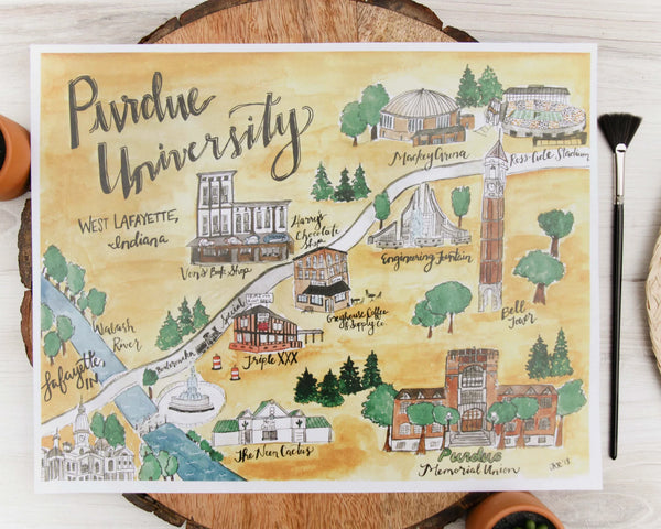 Purdue Map Print