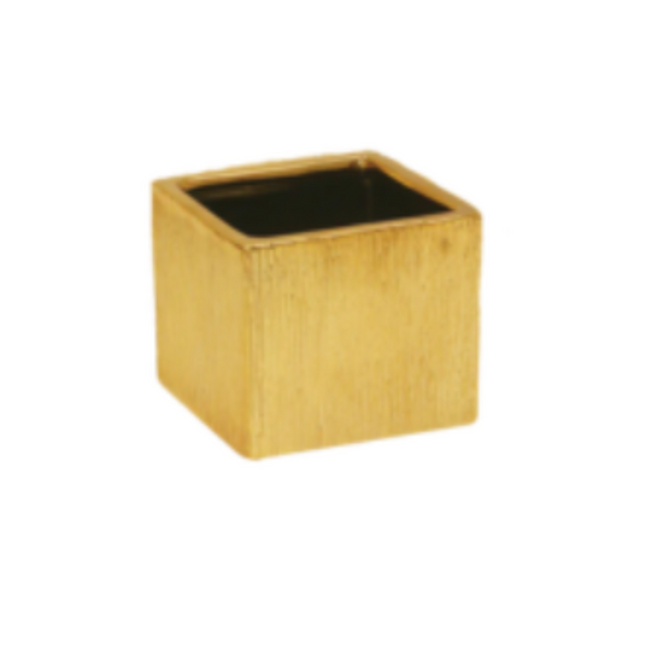 4 inch Etched Ceramic Cube - Gold