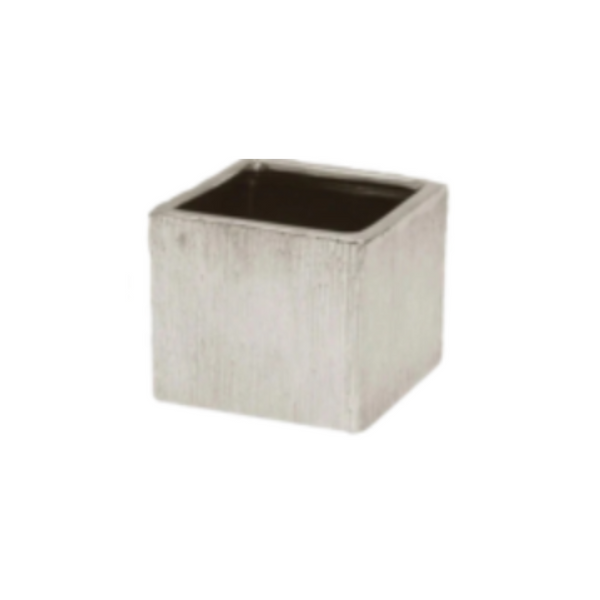 4 inch Etched Ceramic Cube - Silver