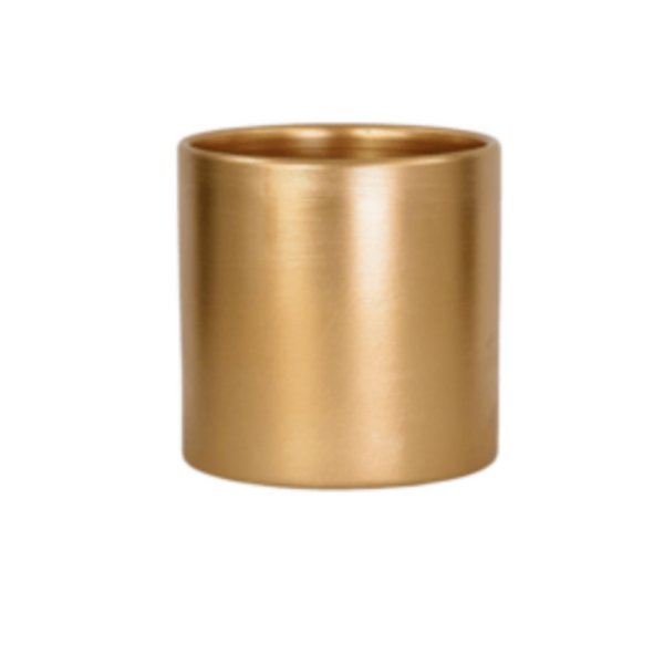 5 in Matte Gold Ceramic Cylinder Vase